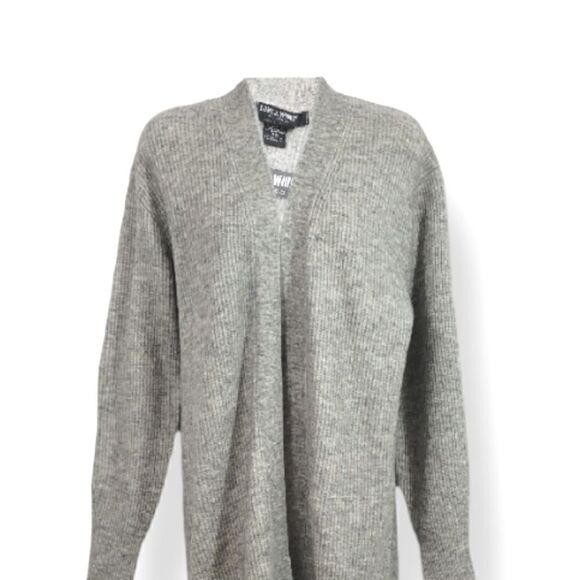 NEW Love & Whimsy Rib Knit Open Front Wool Blend Cardigan Duster in Gray Size XS - Picture 5 of 10